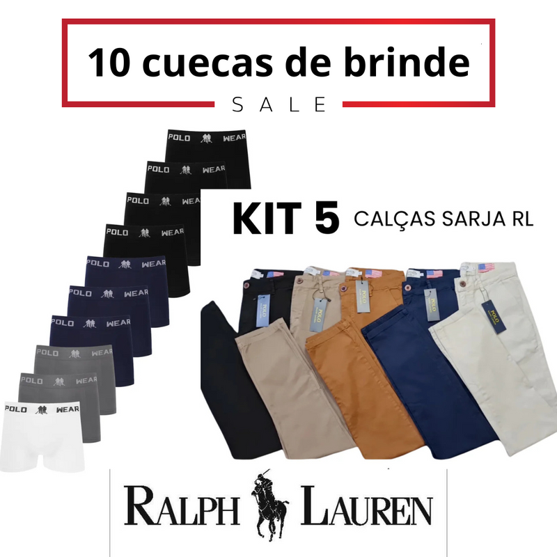 Kit 5 Calças Ralph Lauren Cores Mistas+10 cuecas de brinde hoje