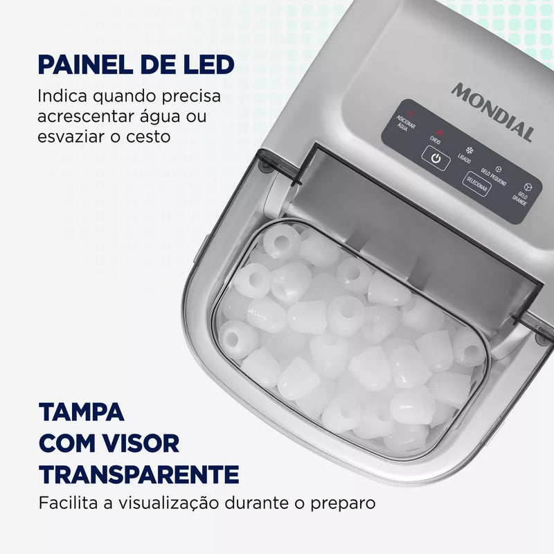 Máquina de Gelo Inox Portátil 15kg - Compacta, Silenciosa e Potente - Garantia de 1 Ano