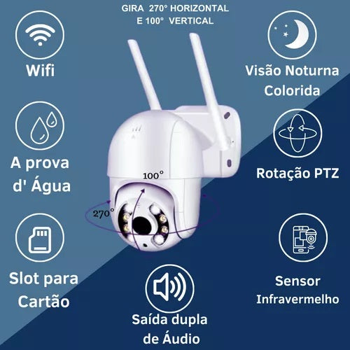 Câmera 5GWifi Full DH 1080p à Prova D'água Com Sensor de Movimento + Brinde Cartão de Memória 64gb