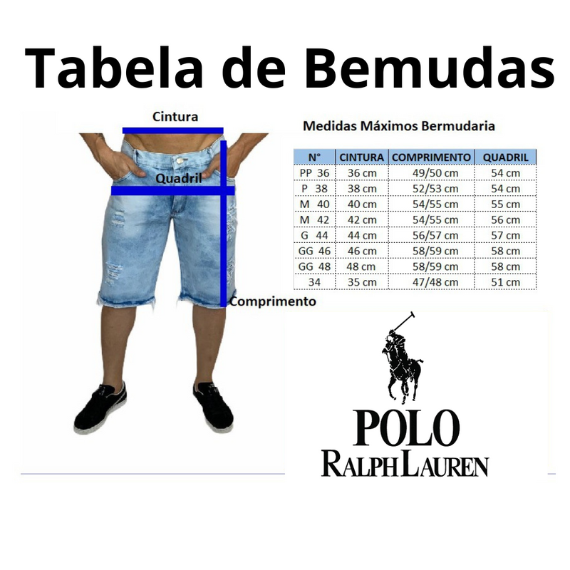 KIT 07 Bermudas Ralph Lauren 100% Sarja Premium - Oferta Esquenta Black Friday