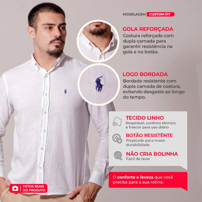 Kit 3 Camisas Sociais Ralph Lauren Custom Fit - Pague 1 Leve 3 SOMENTE HOJE