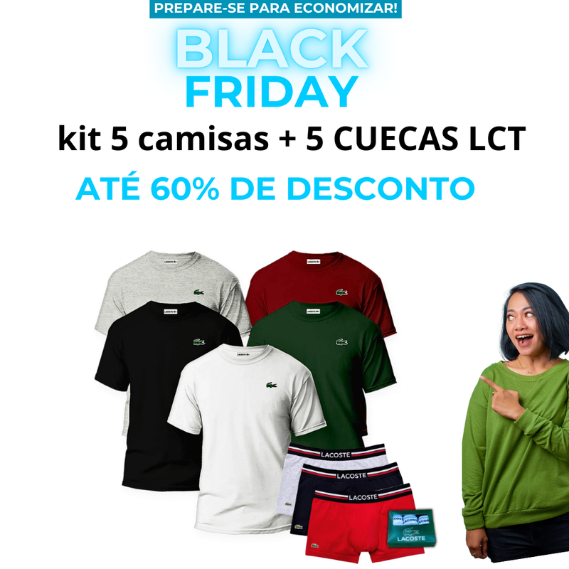 🔥Kit 5 Camisas Lacoste +3 Cuecas  Brinde   OFERTA SOMENTE HOJE