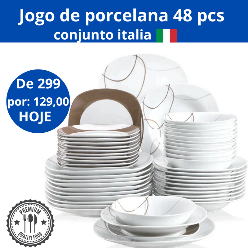 JOGO DE 48 PEÇAS DE PORCELANA ITALIA 🇮🇹 ENTREGA EM 08 DIAS