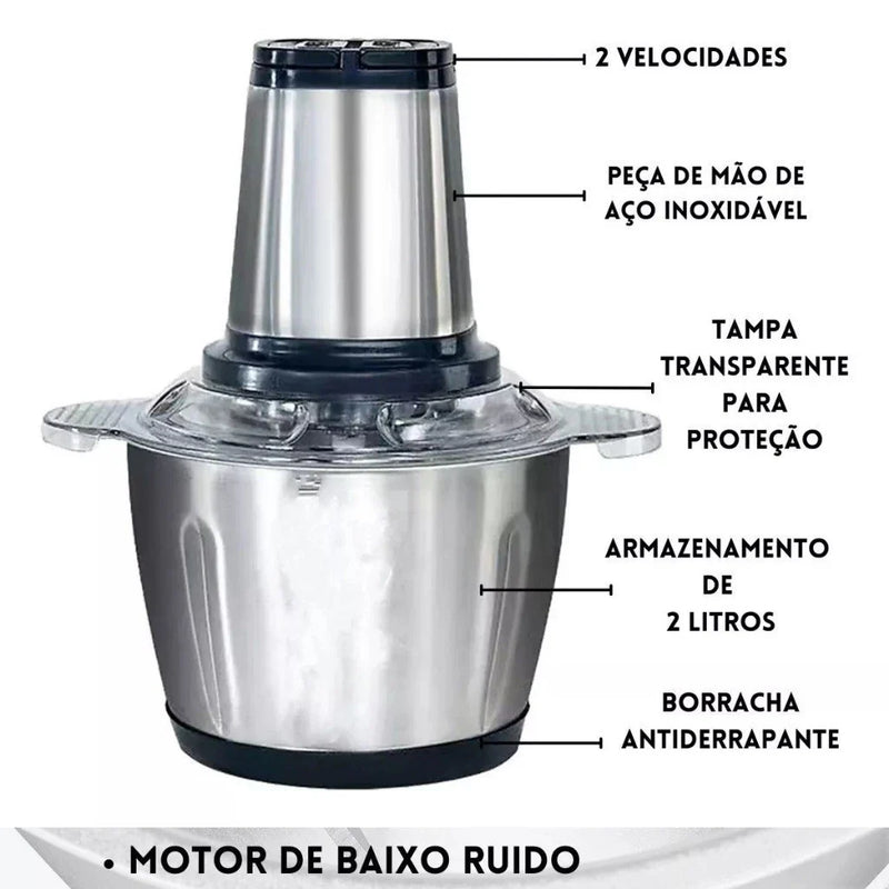 Pica Tudo Inox – Tritura carnes, legumes e muito mais! grátis um livro de receitas